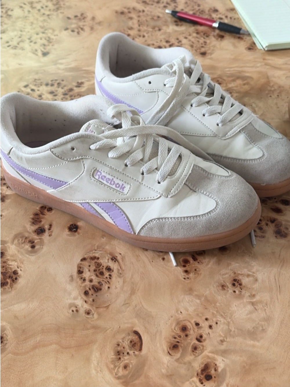 Reebok Classic White & Lavender Sneakers